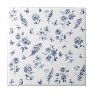 Carreau Chinoiserie motif bleu Toile de Jouy