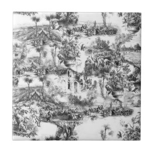 Carreau Chinoiserie toile noir et blanc 