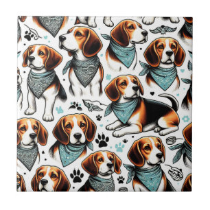 Carreau Chiot Beagle vintage sans couture