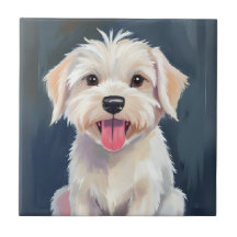 Chiots Maltais | Peinture de Chien Blanc