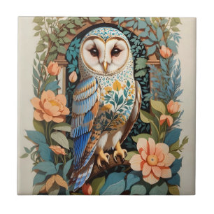 Carreau Chouette à grange vintage à motifs floraux