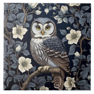 Carreau Chouette Bleue Du Nord Et Fleurs De Lune Sur Marin