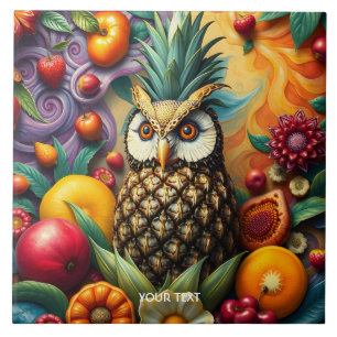 Carreau Chouette d'ananas serène mignonne Imaginaire