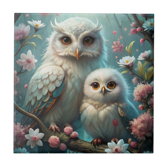 Carreau Chouette et bébé (Devant)