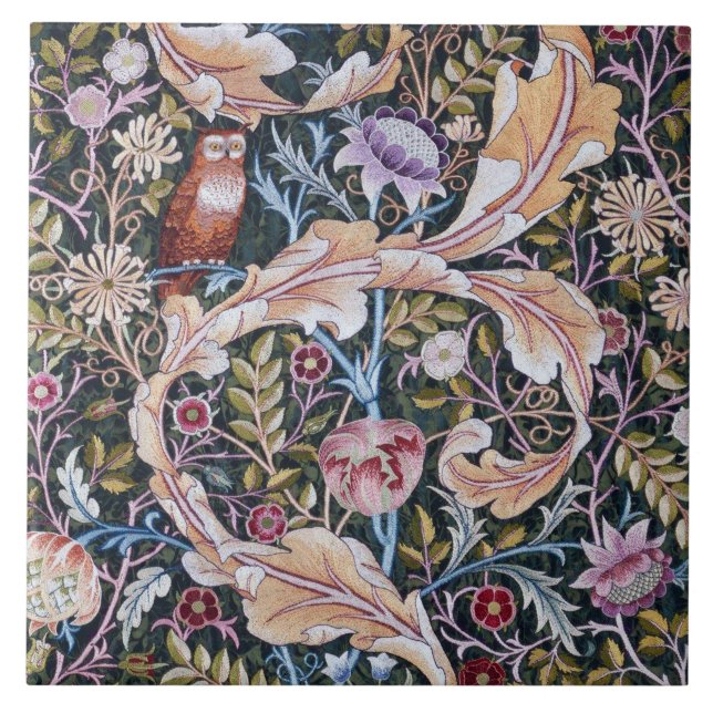 Carreau Chouette et fleurs, William Morris (Devant)