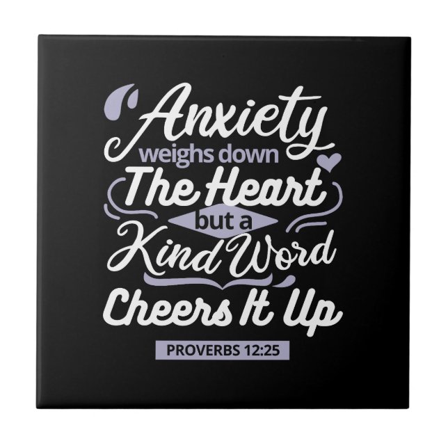 Carreau Christian Encouragement Quote – Anxiety & Kindness (Devant)