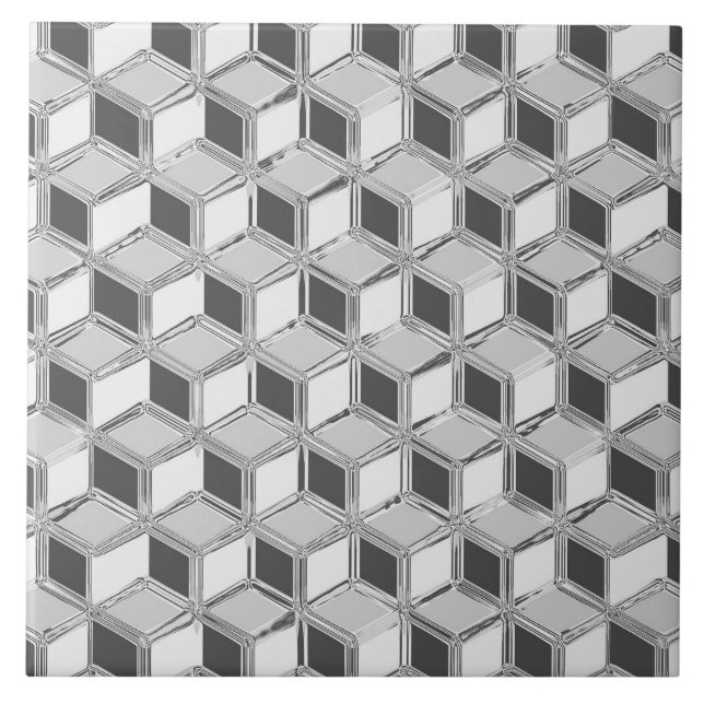 Carreau Chrome 3-d boîtes - gris argent (Devant)