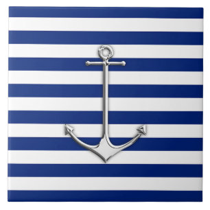 Carreau Chrome comme Ancre mince sur les rayures nautiques