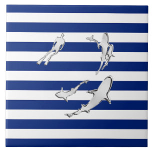 Carreau Chrome Comme Plongeur et requins sur les rayures n