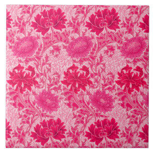 Carreau Chrysanthèmes Art Nouveau, Fuchsia Pink
