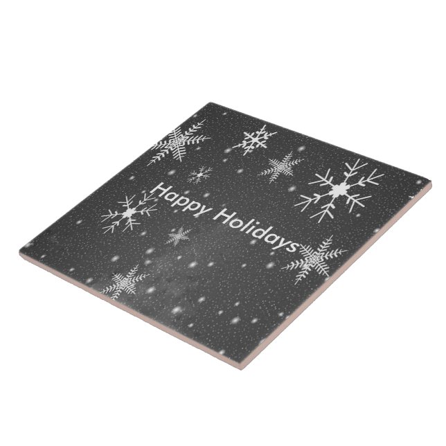 Carreau Ciel noir avec flocons de neige blancs et gris, ZS (Côté)