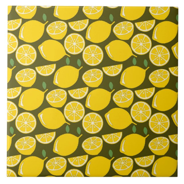 Carreau Citron Jaune Moderne Amusant mignon (Devant)