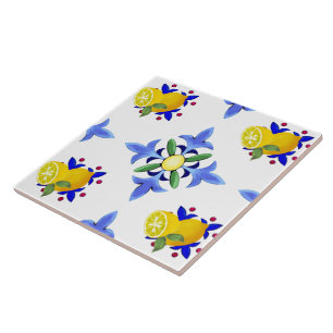 Carreau Citrons, agrumes, majolica 