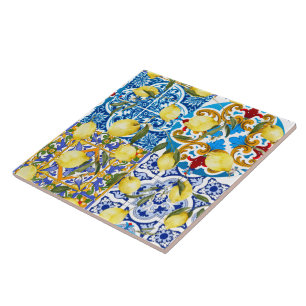 Carreau Citrons, Méditerranée, majolica, tuiles italiennes