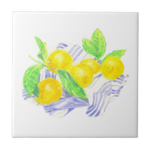 Carreau citrons Meyer sur la serviette de cuisine