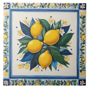 Carreau Citrons Traditionnels Bleus Verts Jaunes Blancs Cl