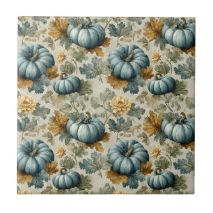 Carreau Citrouille bleu et feuilles d'automne Motif d'auto