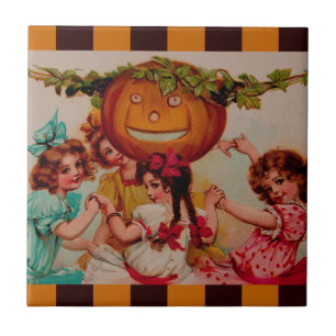 Carreau Citrouille de la fête d'Halloween vintage