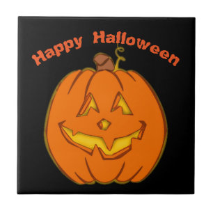 Carreau Citrouille de sourire heureux de Halloween