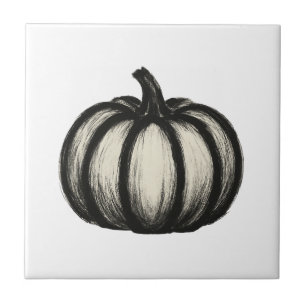 Carreau Citrouille d'encre minimaliste - Automne Harvest A