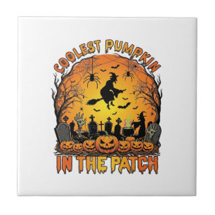 Carreau Citrouille la plus cool Patch Halloween Sorcière A