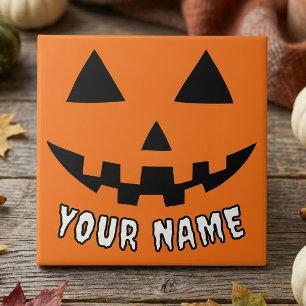 Carreau Citrouille orange personnalisée Halloween Votre no