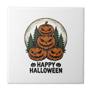 Carreau Citrouille Vintage Halloween Jack O Lanterne Fores