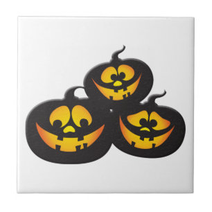 Carreau Citrouilles d'Halloween avec des expressions amusa