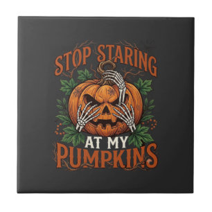 Carreau Citrouilles Regard Fixe Halloween Mains de Squelet