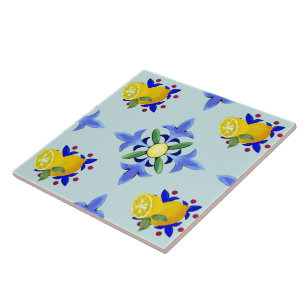 Carreau Citrus.citrons, majolica 