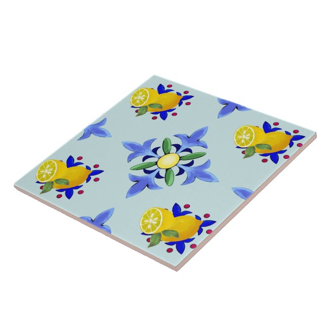 Carreau Citrus.citrons, majolica  (Côté)
