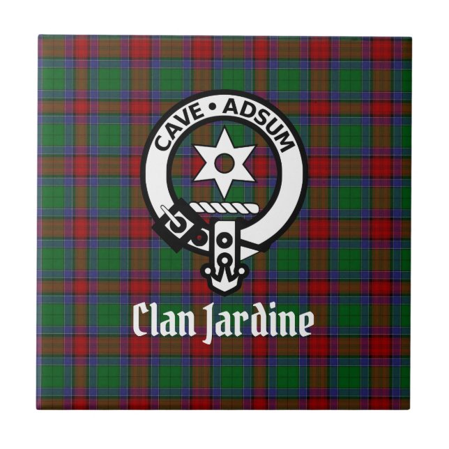 Carreau Clan Jardine Crest Badge et Tartan (Devant)