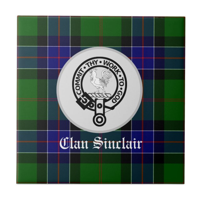 Carreau Clan Sinclair Tartan & Crest Badge (Devant)