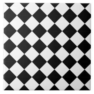 Carreau Classic Black and White Harlequin Diagonal Checker