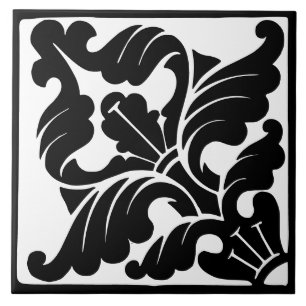 Carreau Classique d'antan : Flourish noir et blanc