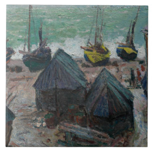 Carreau Claude Monet - Bateaux sur la plage à Etretat