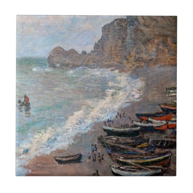 Carreau Claude Monet - La plage d'Etretat (Devant)