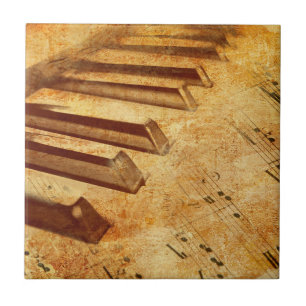 Carreau Clés grunges de piano de feuille de musique