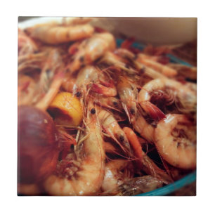 Carreau Closeup Photo de crevettes bouillies