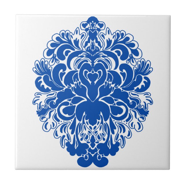 Carreau Cobalt Blue Damask (Devant)