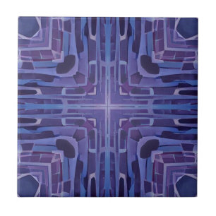 Carreau Cobblestones bleu marine violet art géométrique