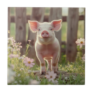 Carreau Cochon Dans Le Jardin Fleuri