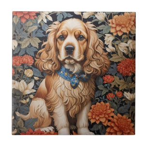 Carreau Cocker Spaniel William Morris Inspiré Floral