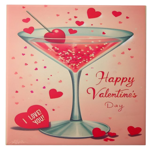 Carreau Cocktail Valentine Martini du milieu du siècle (Devant)