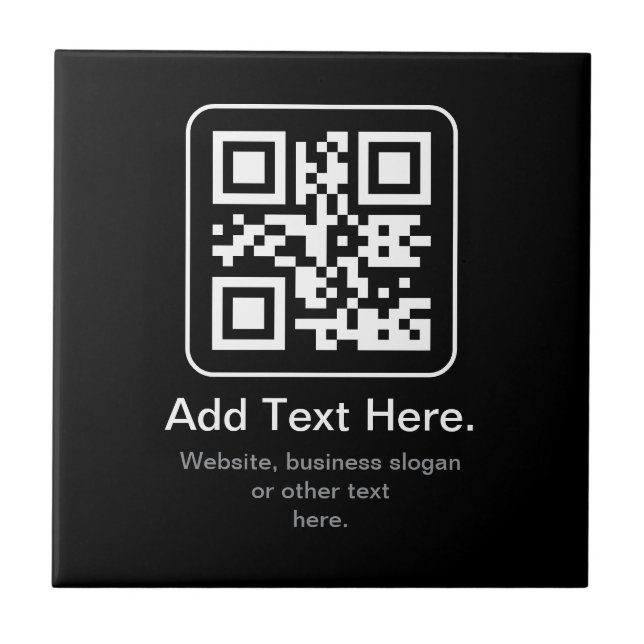 Carreau Code QR scannable moderne | Noir Blanc & Gris (Devant)