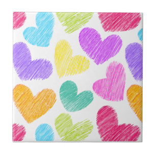 Carreau Coeur coloré mignon Pastel Valentine Love Motif