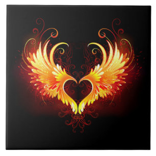 Carreau Coeur de feu ange avec ailes