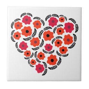 Carreau Cœur de fleur orange abricot