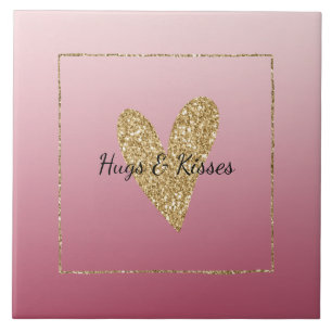 Carreau Coeur de Parties scintillant d'or rose Ombre