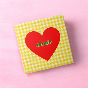 Carreau Coeur rouge Jaune En vichy Saint Valentin